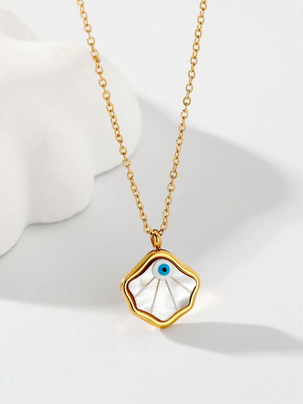 304 Stainless Steel 14K Gold Plated Vintage Style Plating Geometric Pendant Necklace