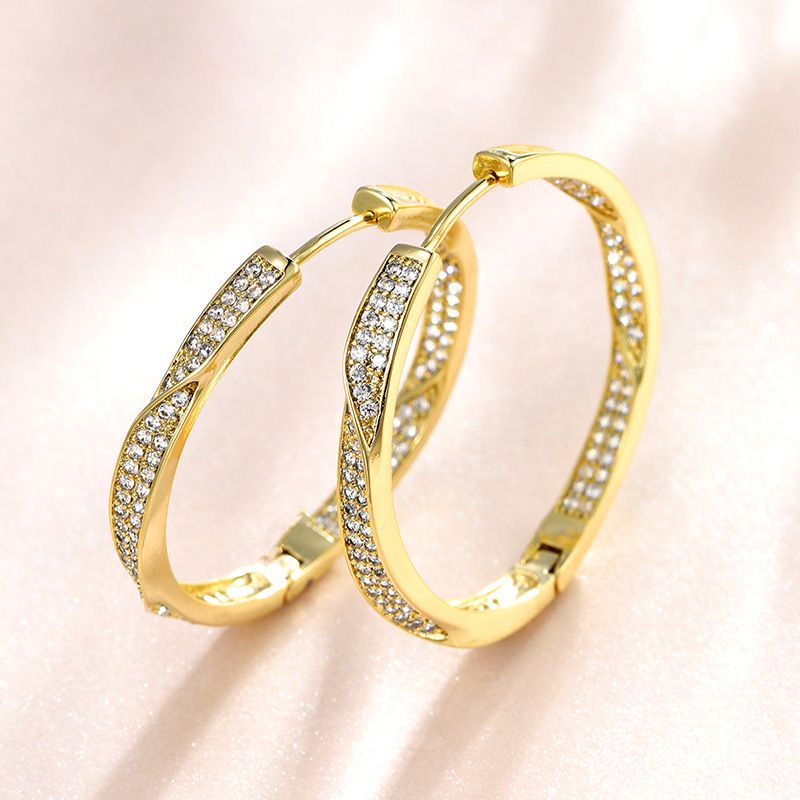 Wholesale Jewelry Xuping Simple Style Solid Color Alloy Artificial Gemstones 14k Gold Plated Plating Inlay Earrings