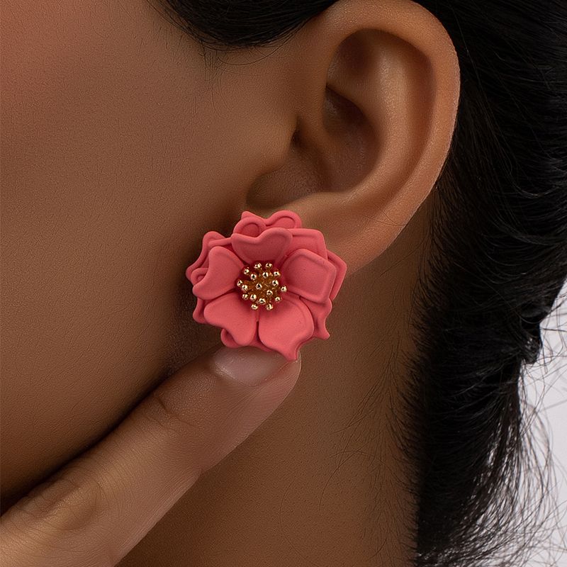 1 Pair Cute Pastoral Flower Iron Ear Studs