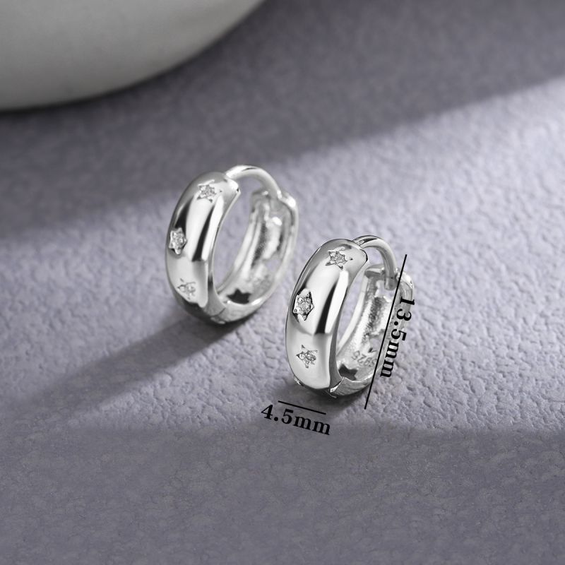 1 Pair Elegant Star Plating Inlay Sterling Silver Zircon Earrings