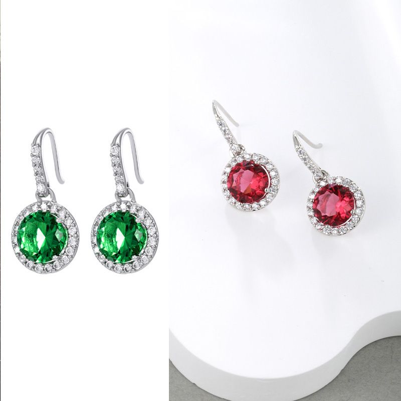 1 Pair Retro Xuping Geometric Inlay Alloy Zircon White Gold Plated Drop Earrings