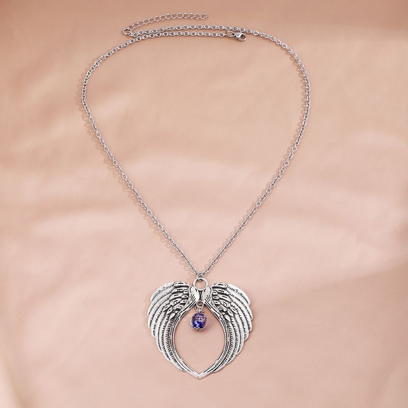Casual Punk Wings Stainless Steel Alloy Glass Women's Pendant Necklace