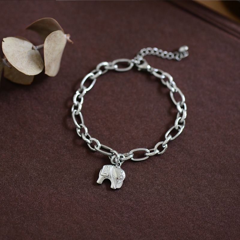 Retro Animal Elefante Acero Inoxidable 304 Chapado En Plata Ninguno Pulsera Al Mayoreo