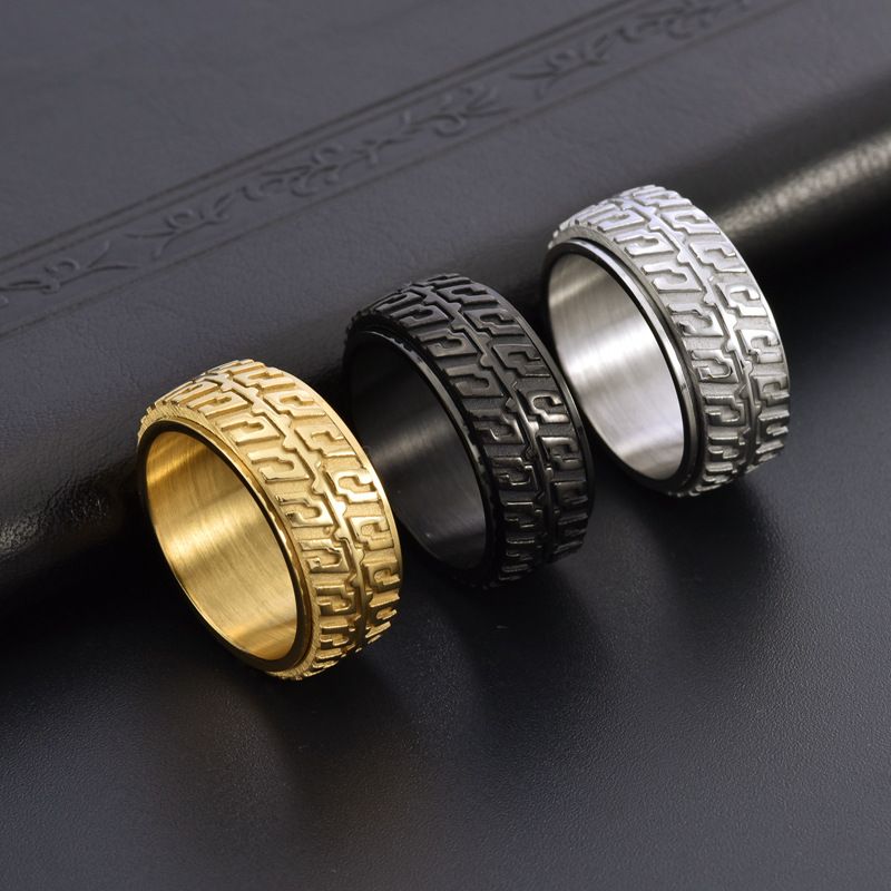 Punk Solid Color Titanium Steel Polishing Men's Rings