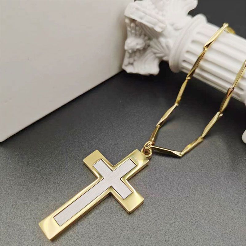 Vintage Style Cross Stainless Steel Women's Pendant Necklace