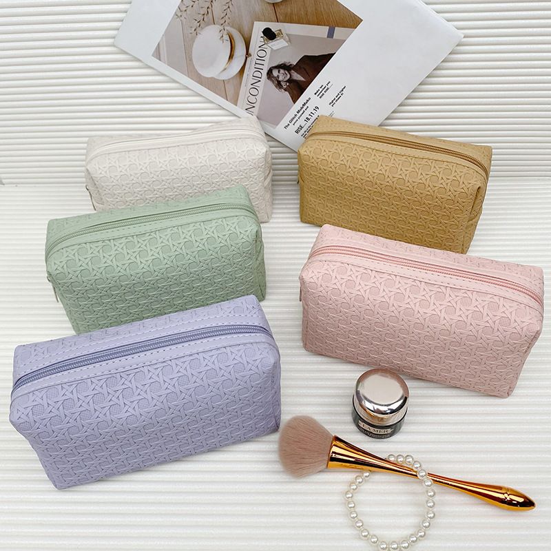 Elegant Solid Color Pvc Square Makeup Bags