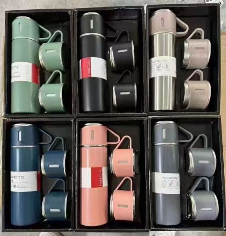 Casual Solid Color Stainless Steel Water Bottles 1 Set