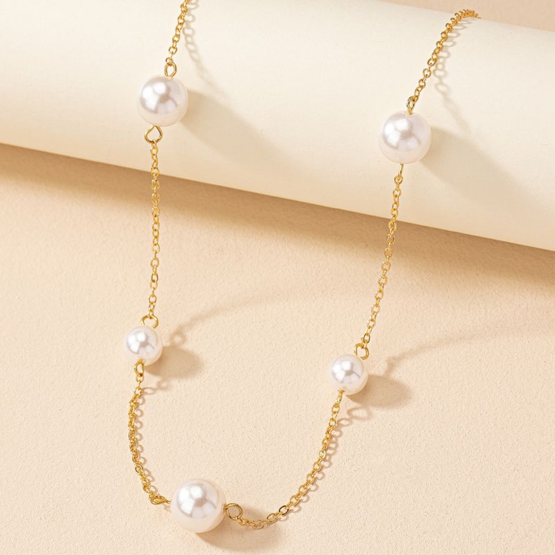 Ig Style French Style Commute Round Pearl Alloy Women's Necklace