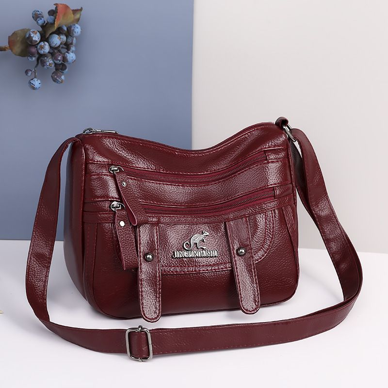 Women's Pu Leather Solid Color Vintage Style Square Zipper Square Bag