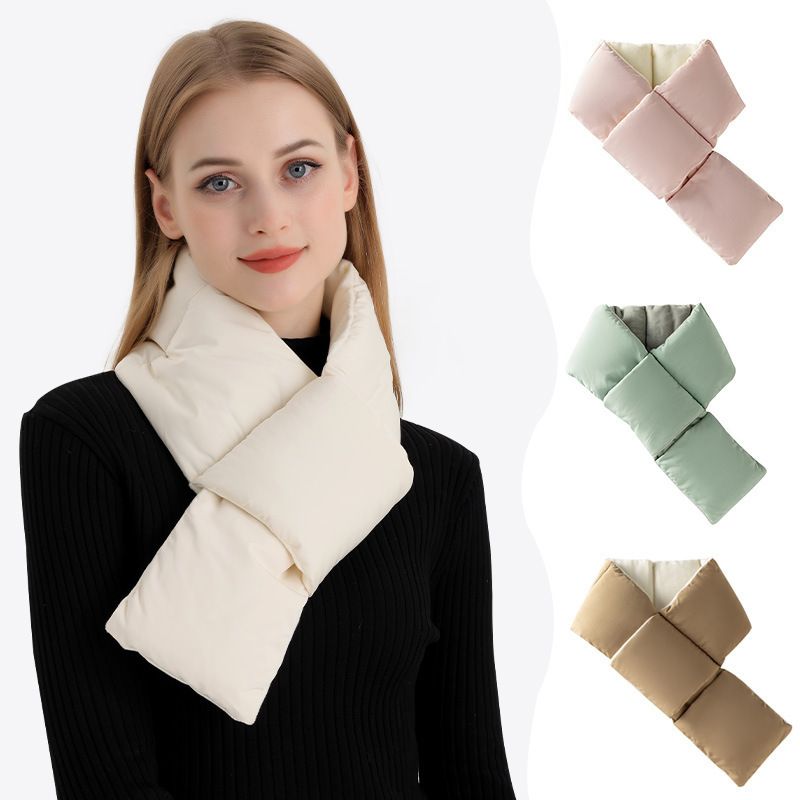 Women's Simple Style Solid Color Silk Cotton Plush Down Cloth Scarf
