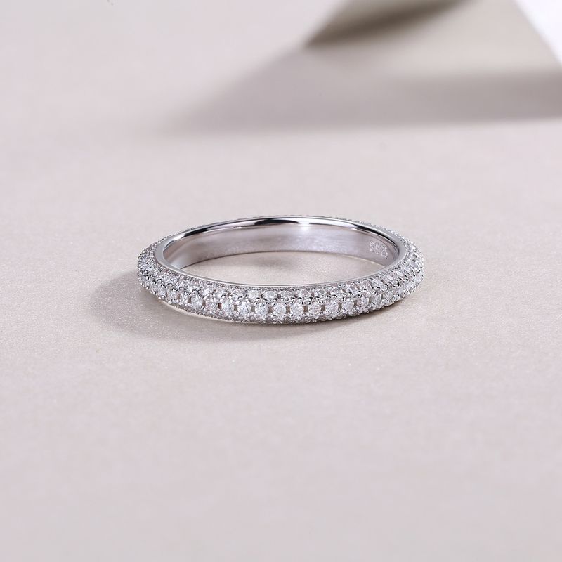 Elegant Lady Geometric Sterling Silver Gra Inlay Moissanite Rings