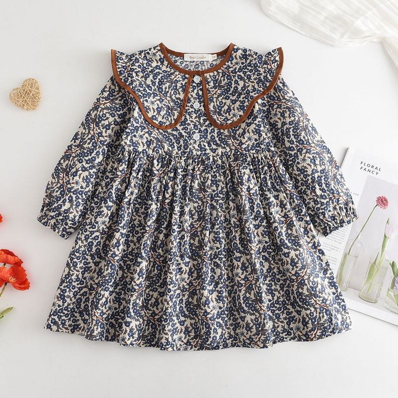 Pastoral Flower Cotton Girls Dresses