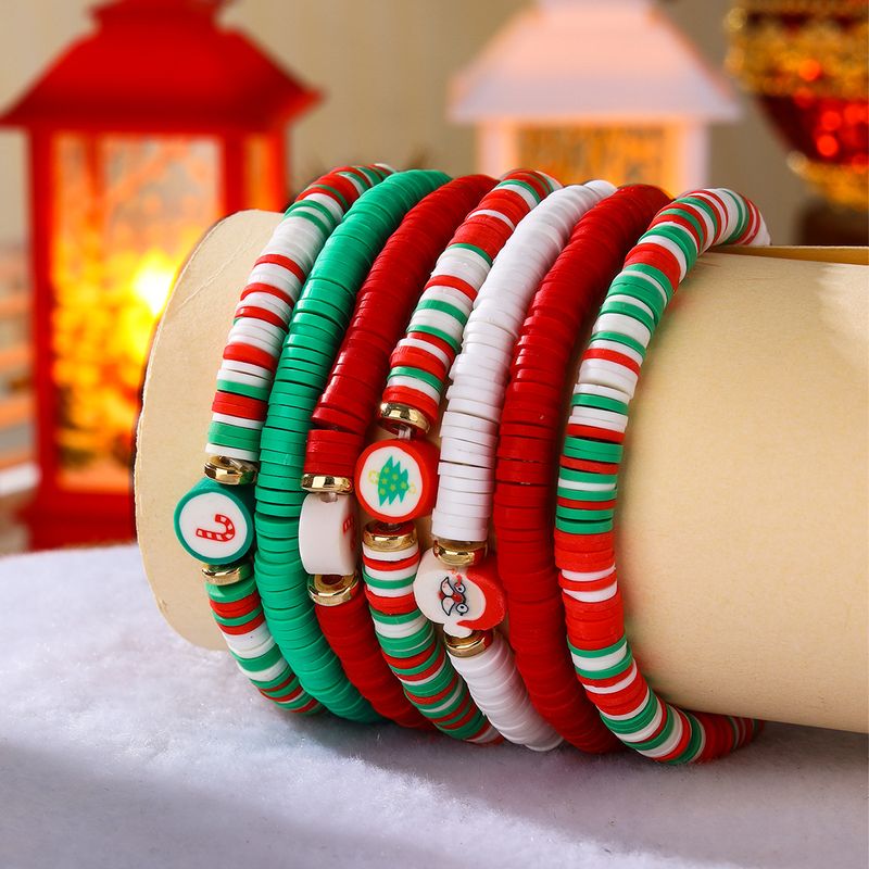 Sweet Christmas Tree Santa Claus Soft Clay Christmas Women's Bracelets