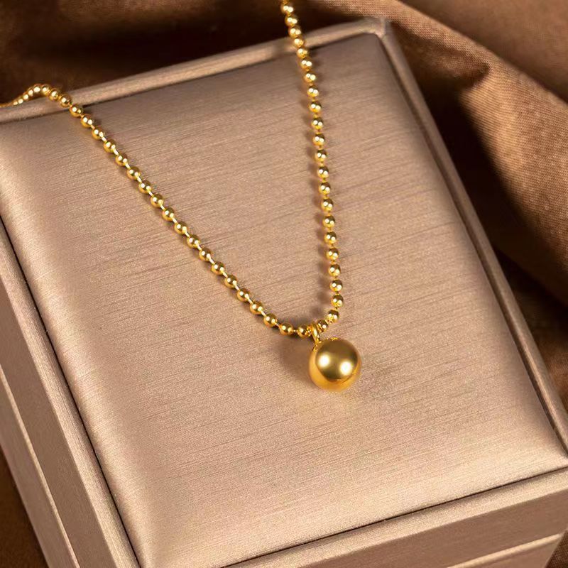 Titanium Steel 18K Gold Plated Elegant Lady Solid Color Pendant Necklace