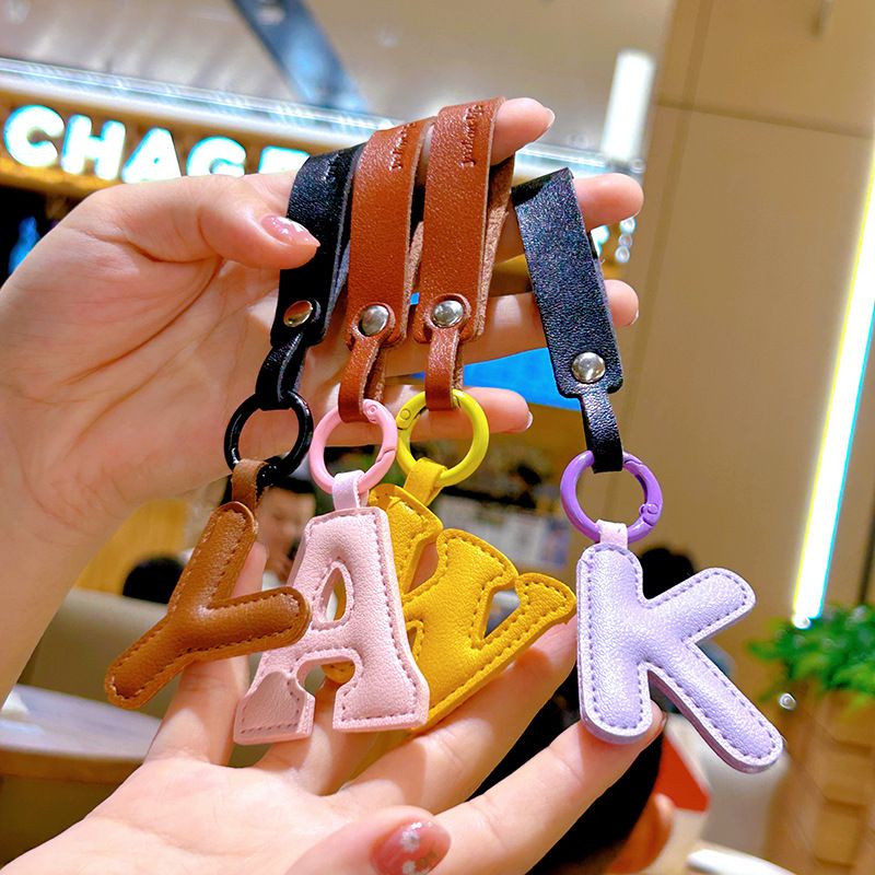 Lady Simple Style Letter Pu Leather Women's Bag Pendant Keychain