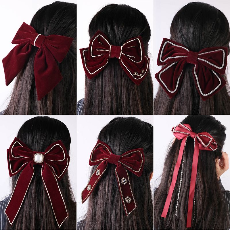Elegant Streetwear Bow Knot Flannel Hair Clip