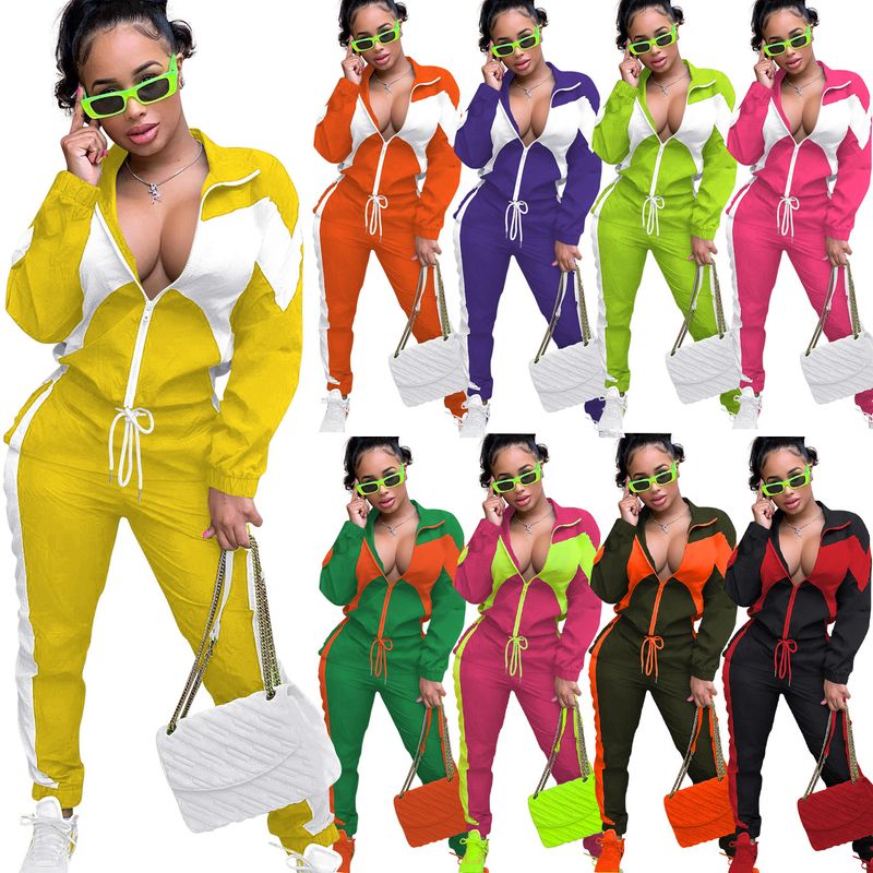 Daily Women's Casual Streetwear Color Block Polyester Pants Sets Pants Sets