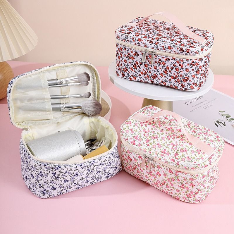 Cute Flower Cotton Square Makeup Bags