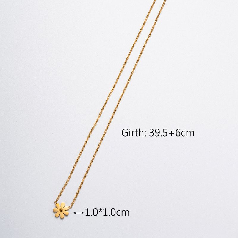 Rostfreier Stahl 18 Karat Vergoldet Einfacher Stil Überzug Gänseblümchen Halskette Mit Anhänger