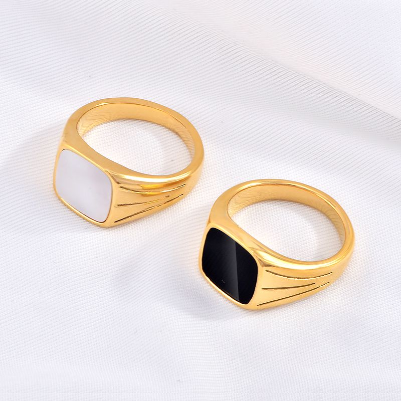 Retro Geometric 18K Gold Plated Acrylic Arylic Titanium Steel Wholesale Rings