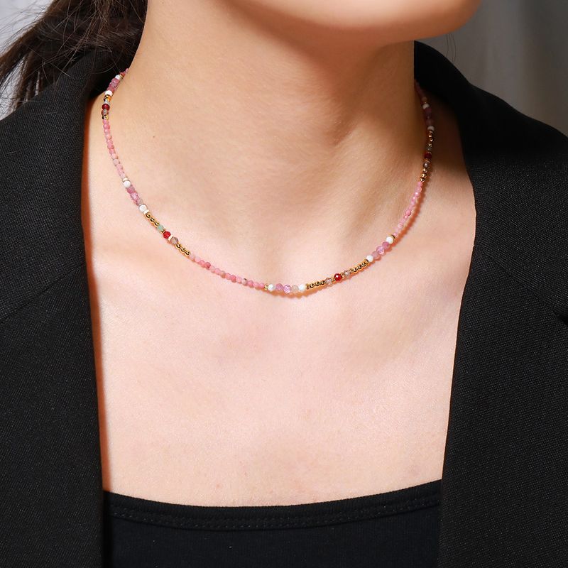 Ethnischer Stil Farbblock Kupfer Perlen Halskette