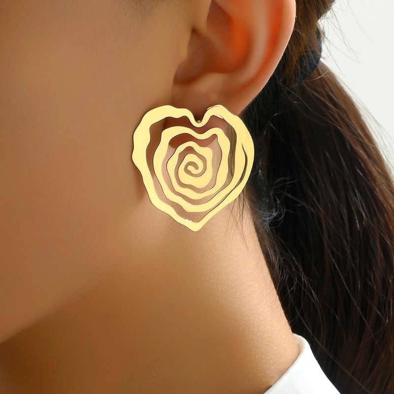 1 Pair Streetwear Heart Shape Alloy Ear Studs