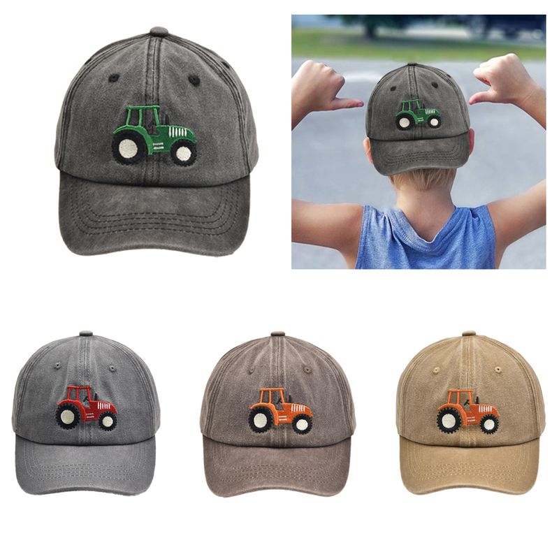 Children Unisex Casual Car Embroidery Curved Eaves Baseball Cap