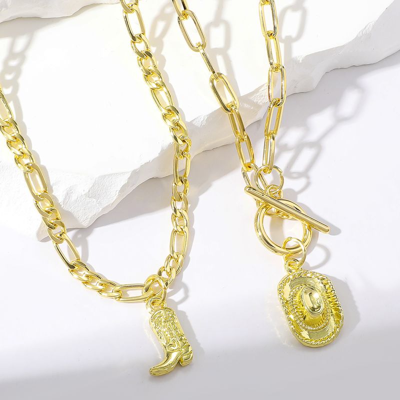 Punk Streetwear Boots Alloy Gold Plated Women's Pendant Necklace