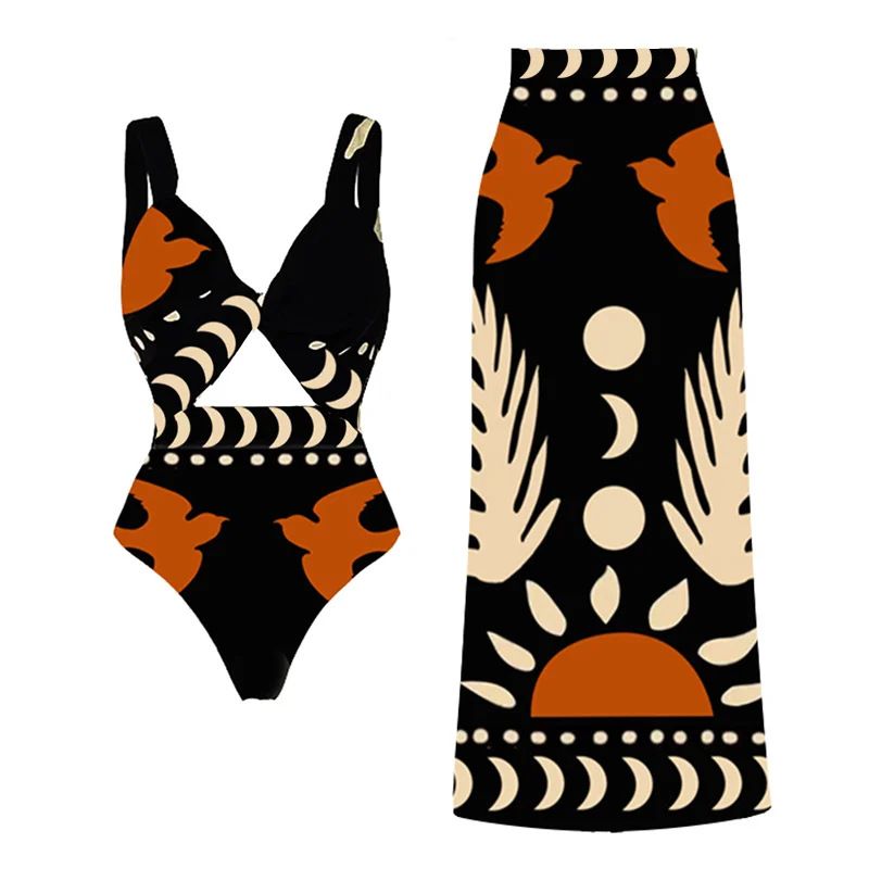 Women's Sexy Printing Printing 2 Pieces Set One Piece Swimwear