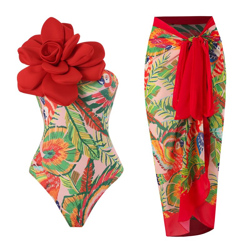 Mujeres Playa Floral Ditsy Impresión Una Pieza Traje De Baño