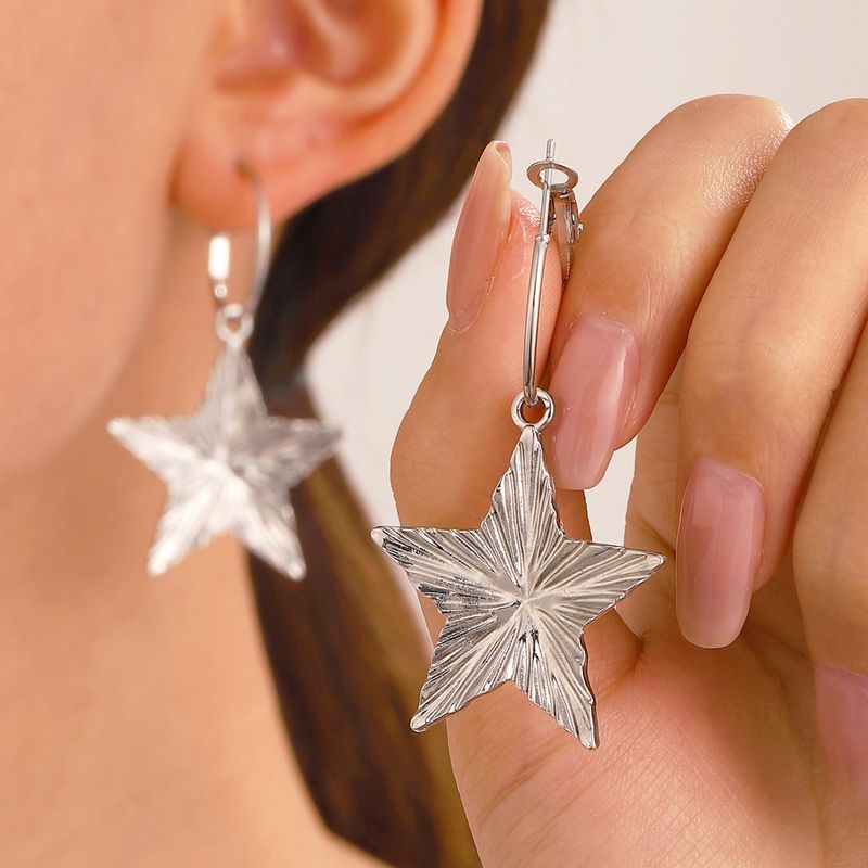 1 Paire Style Simple Géométrique Star Placage Alliage Boucles D'oreilles