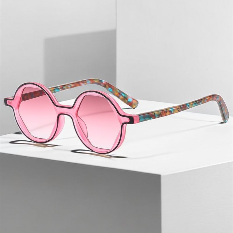 Einfacher Stil Farbblock Pc Runder Rahmen Vollbild Sonnenbrille Der Frauen