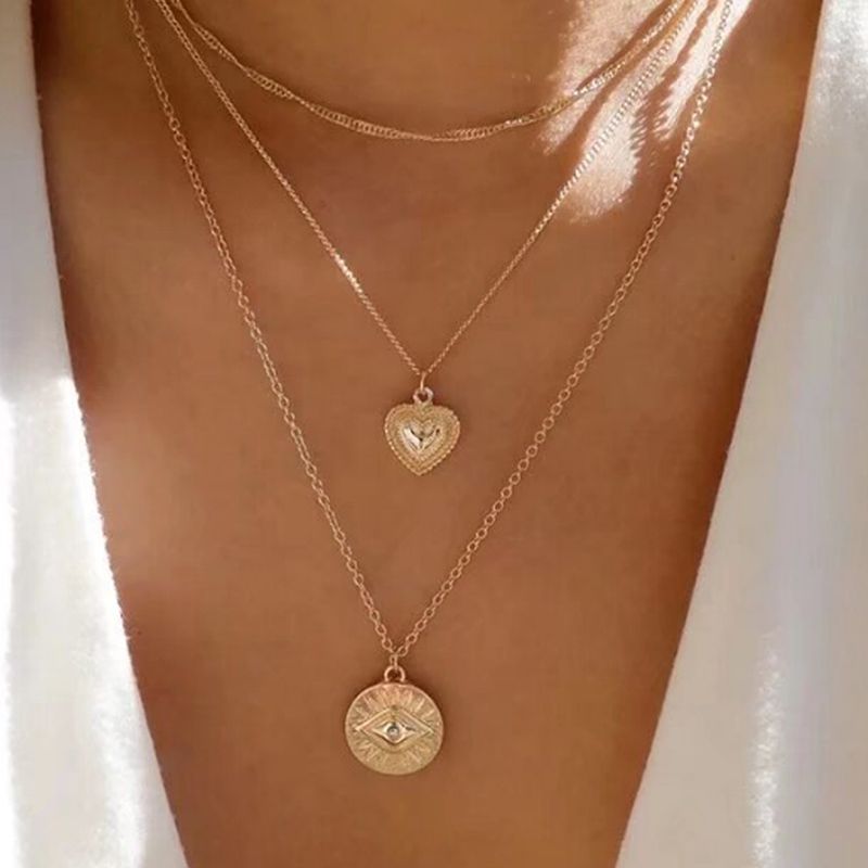 Vintage Style Simple Style Heart Shape Alloy Women's Pendant Necklace