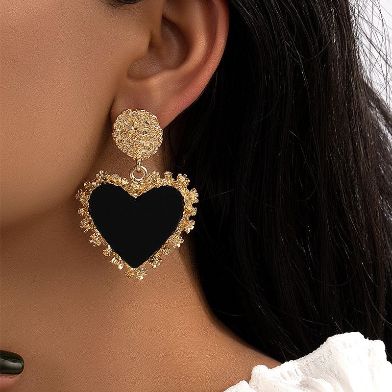 1 Pair Vintage Style Heart Shape Plating Zinc Alloy 14k Gold Plated Drop Earrings