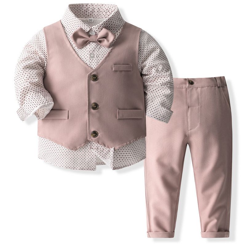 British Style Polka Dots Cotton Boys Clothing Sets