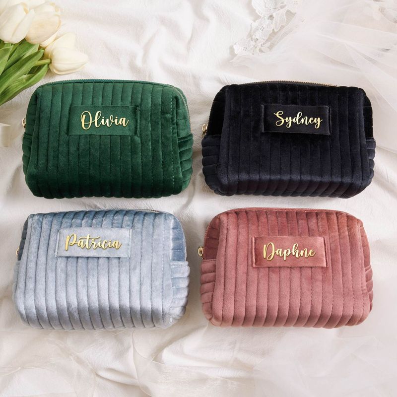 Basic Solid Color Velvet Cloth Square Makeup Bags