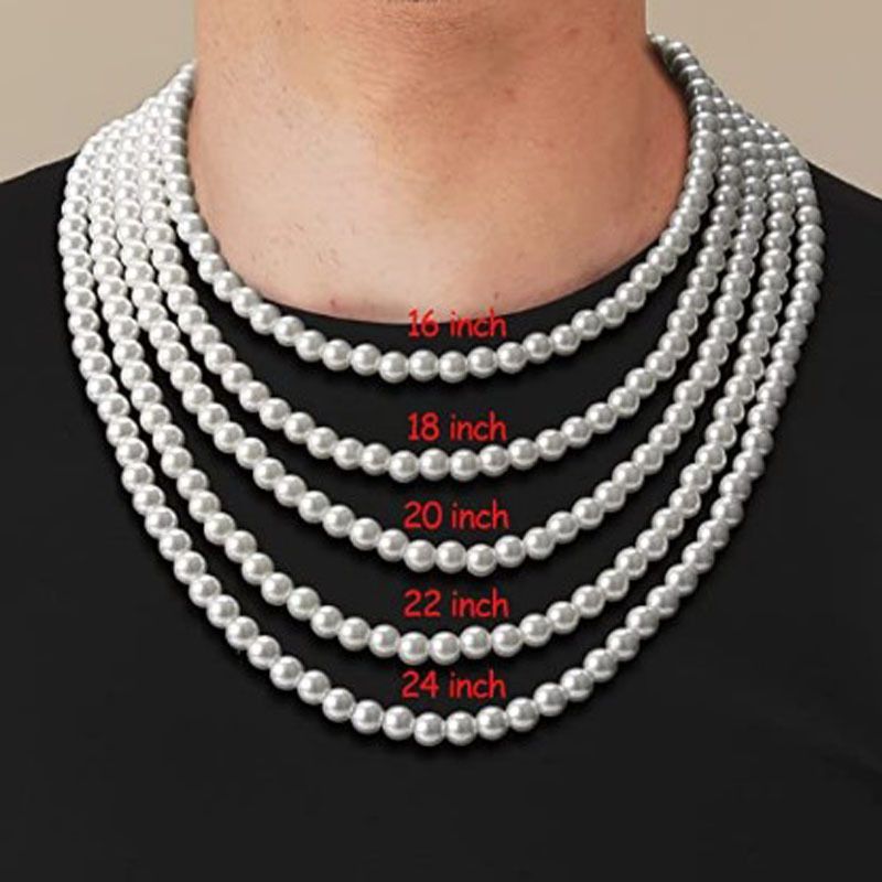 Mode Géométrique Perle D'imitation Perlé Hommes Collier
