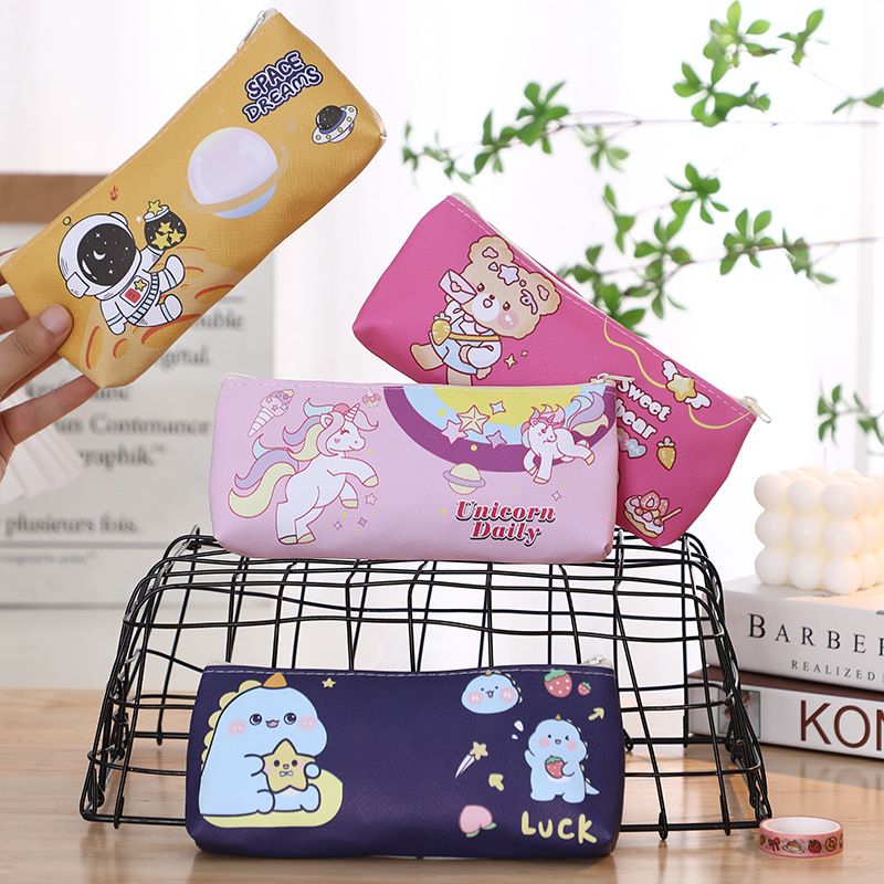 Cartoon Pu Leather Learning Korean Style Pencil Case