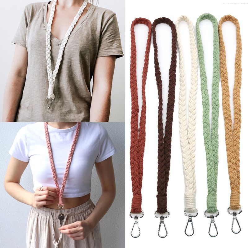 Basic Solid Color Cotton String Knitting Unisex Bag Pendant Keychain