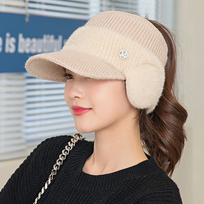 Women's Casual Solid Color Curved Eaves Wool Cap