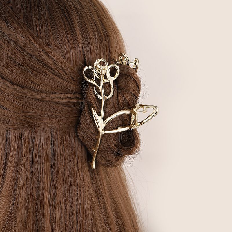 Women's Elegant Simple Style Rose Alloy Plating Hair Claws