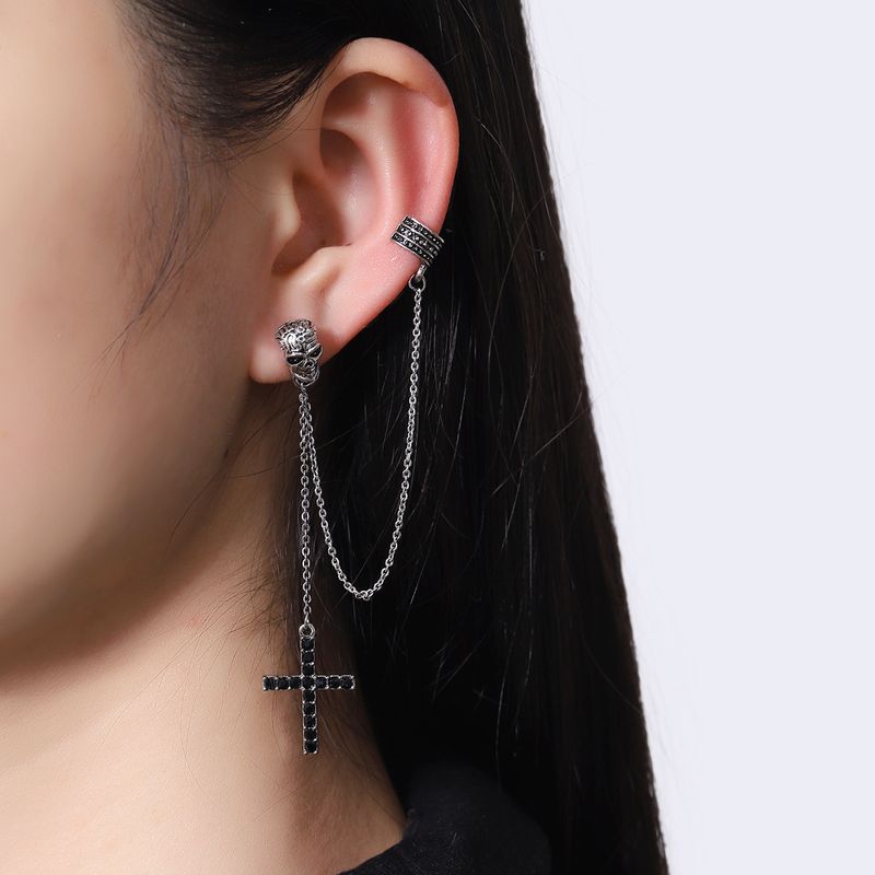 Wholesale Jewelry Vintage Style Geometric Cross Solid Color Metal Plating Ear Cuffs
