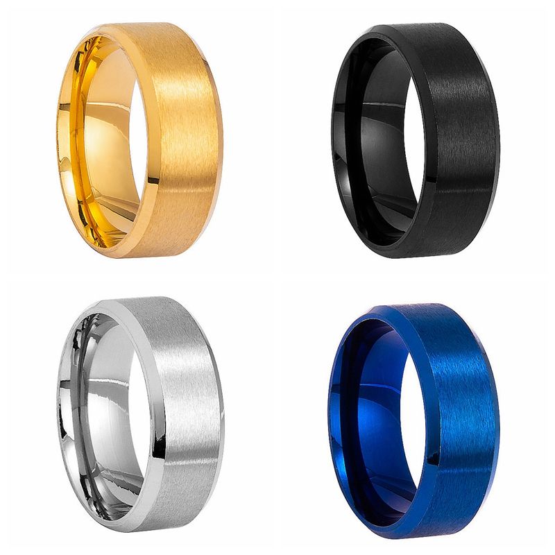 8mm Matte Stainless Steel Men's Ring Simple Fashion Jewelry Wholesale