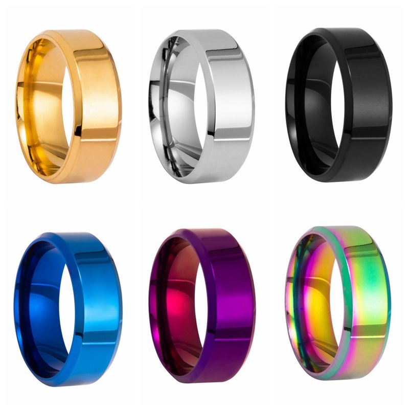 8mm Glossy Stainless Steel Ring Simple Fashion Jewelry Wholesale