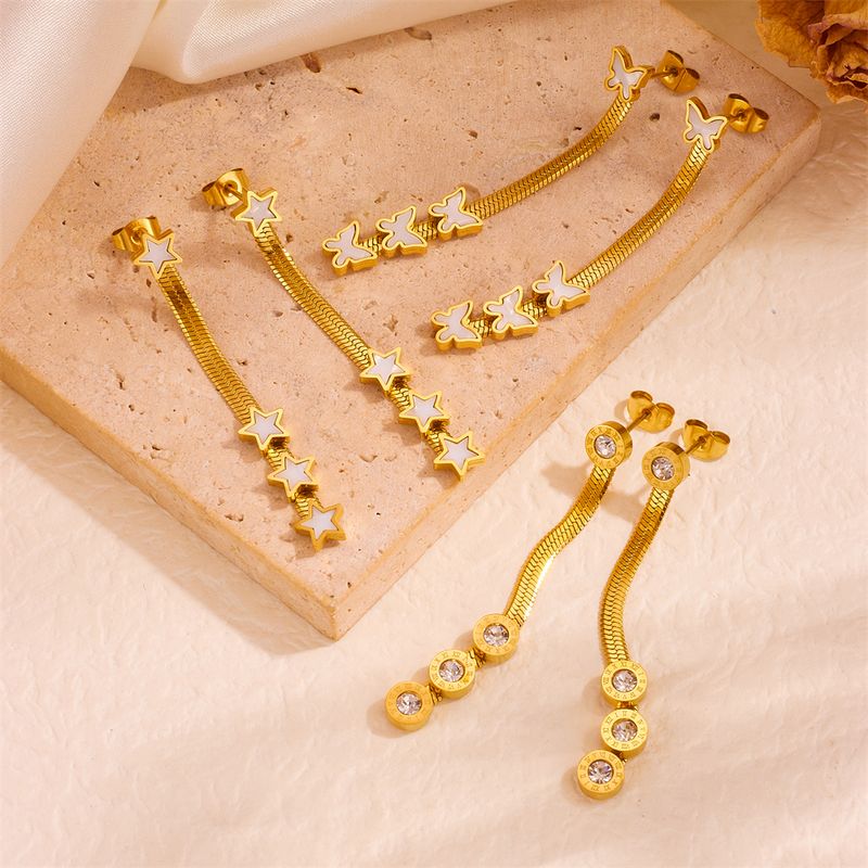 1 Pair Vintage Style Solid Color Plating Stainless Steel Acrylic 18K Gold Plated Drop Earrings