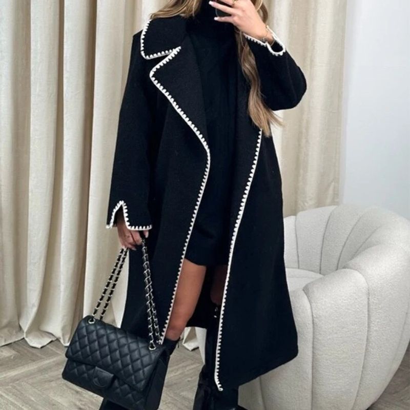 Women's Simple Style Solid Color Single Breasted Coat Woolen Coat