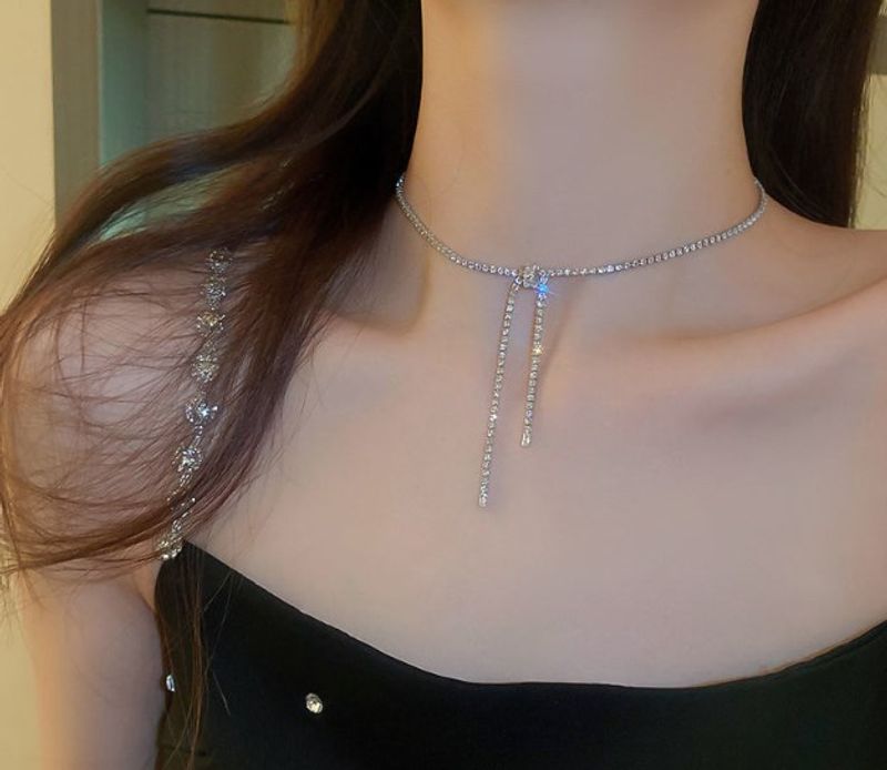 Elegant Sweet Geometric Bow Knot Alloy Plating Women's Necklace