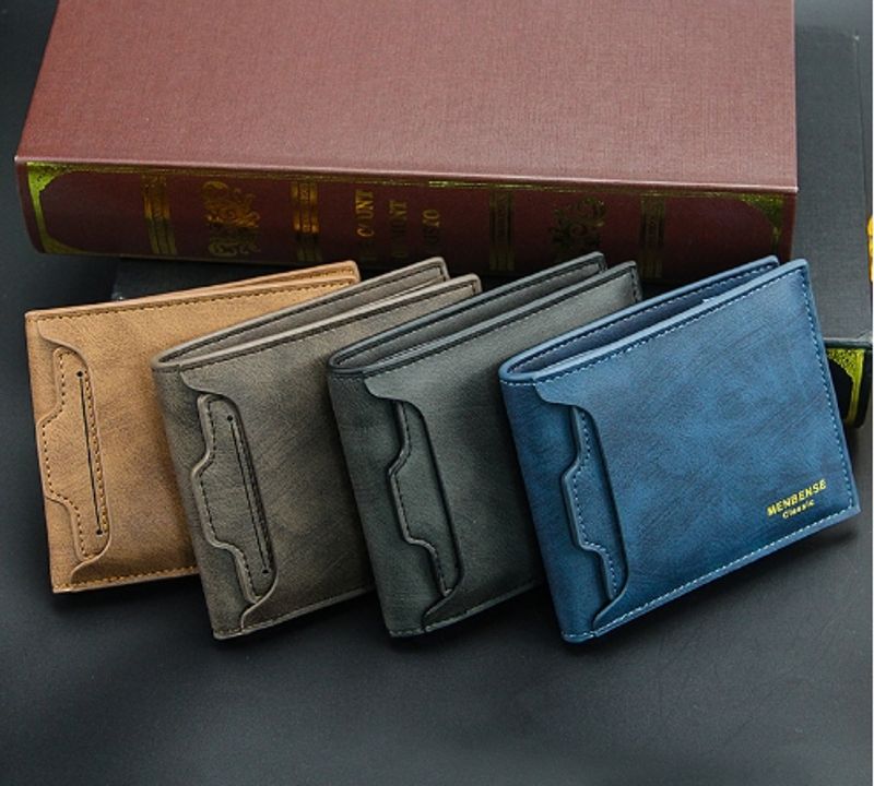 Men's Solid Color Pu Leather Open Small Wallets