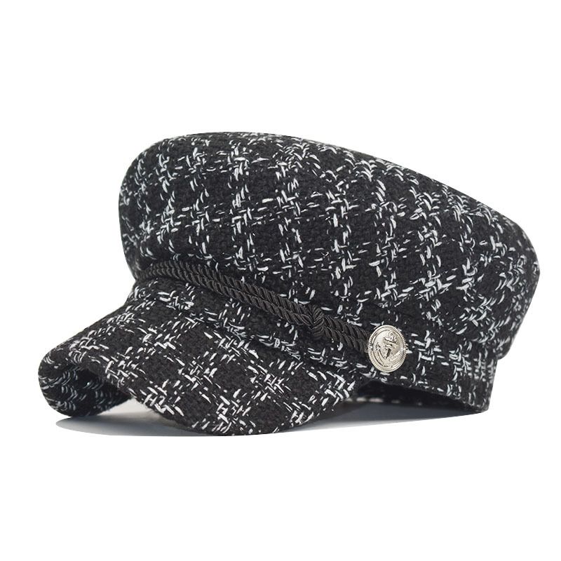 Unisex Vintage Style Plaid Flat Eaves Beret Hat