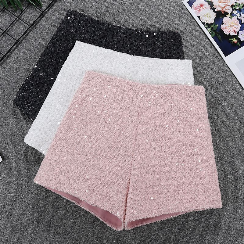 Women's Daily Street Streetwear Solid Color Shorts Sequins Shorts